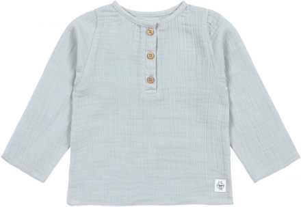 Lässig Musselin Langarmshirt GOTS powder blue Gr. 74/80