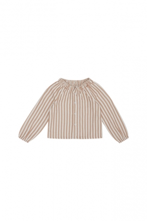 Leevje Leinenbluse mit Streifen - beige coffee 86/92 beige coffee