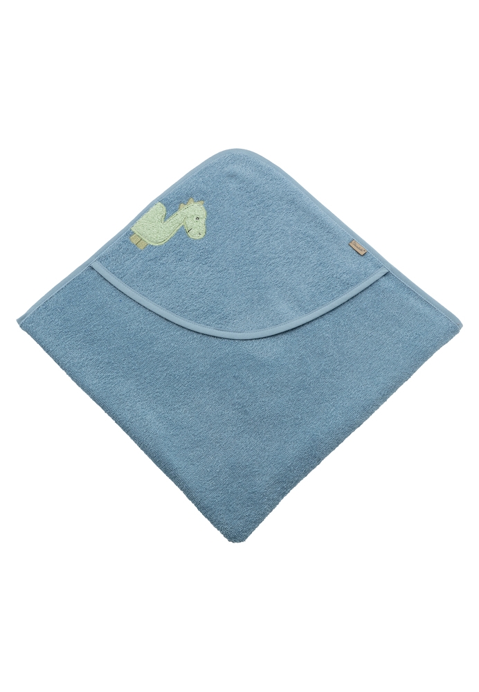Sterntaler Hooded bath towel with motif 80x80cm Dino Rexi blue