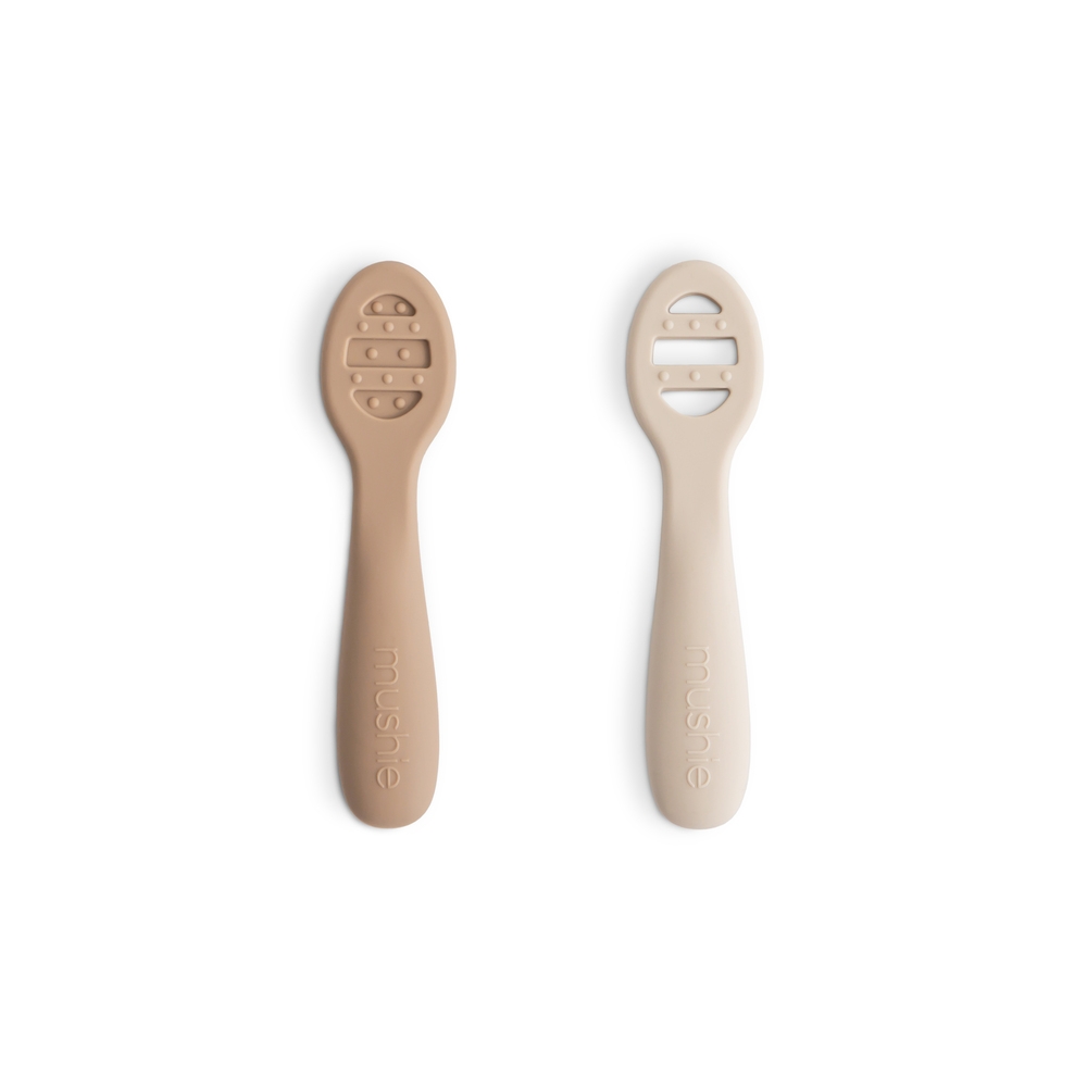 Mushie First Feeding Baby Silicone Spoons 2pcs. Natural/Shifting Sand