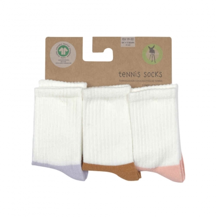 Lässig Tennis Socken GOTS 3er Pack 4-12 Monate pastel lilac/caramel/peach