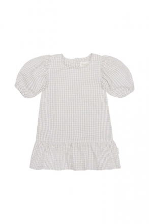 Leevje Kariertes Kleid mit Puffärmeln - 110/116