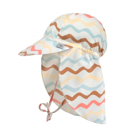 Lässig UV-Schutz 80 Sonnenhut mit Nackenschutz Waves sea salt 43/45