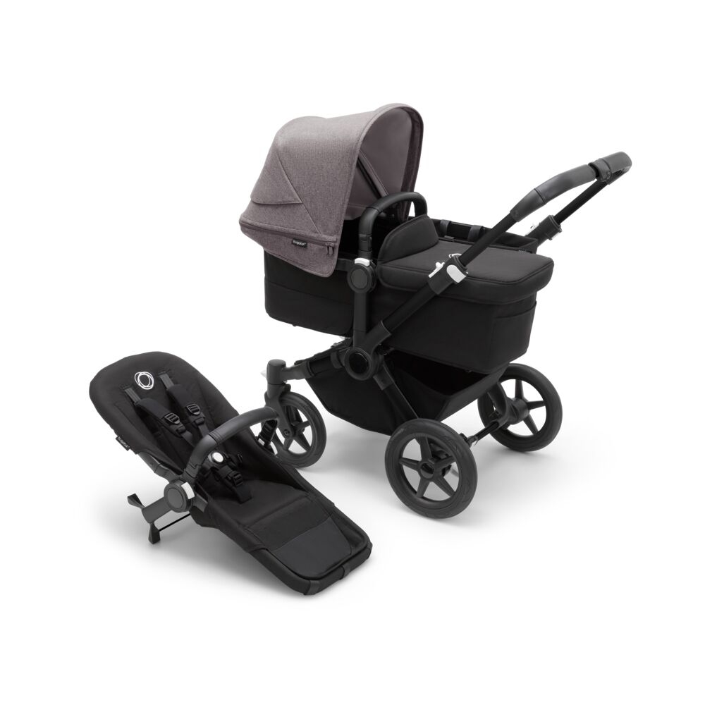 Bugaboo Donkey 5 Mono Complete Midnight-Black/Grey Melange Kinderwagen-Set mit Liegewanne und Sitz