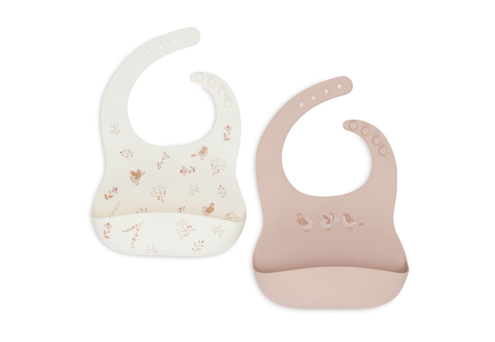 Jollein Lätzchen Silikon Lovely Birds, 2-Pack