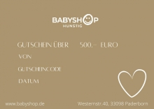 Geschenkgutschein Babyshop Wert 500,-€