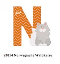 Sevi wooden letter N Norwegian Forest Cat