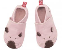 Anna und Paul Leder-Krabbelschuh Maus mit Ledersohle Größe XS-16/17 rosa