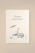Leevje  Karte Dino „Happy Birthday“ aus Holzschliffpappe