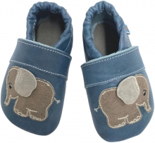 Anna und Paul Leder-Krabbelschuh Elefant jeans
