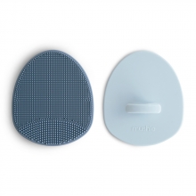 Mushie Silikon Milchschorf- / Kopfhautbürste, 2er Pack, Tradewinds/Periwinkle