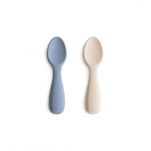 Mushie Toddler Starter Silicone Spoons 2pcs. Tradewinds/Shifting Sand