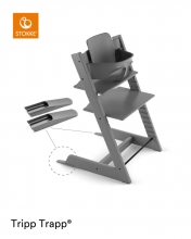 Stokke Hochstuhl Tripp Trapp Buche Storm Grey inkl. Baby Set